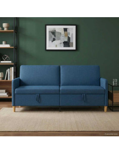 Divano con Storage Blu 192 x 78 x 87 cm Poliestere