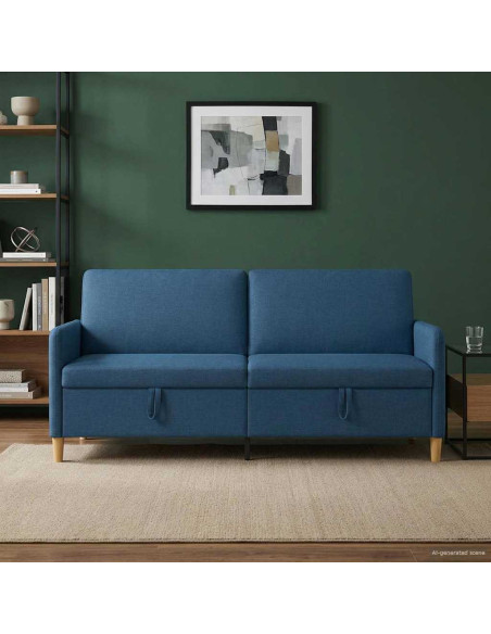 Divano con Storage Blu 192 x 78 x 87 cm Poliestere