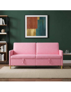 Divano con Storage Rosa 192 x 78 x 87 cm Poliestere
