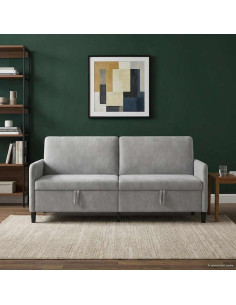 Divano con Storage Grigio Chiaro 192 x 78 x 87 cm Poliestere