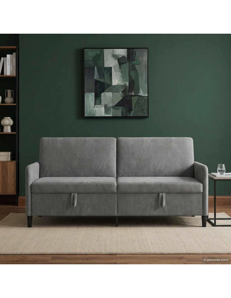 Divano con Storage Grigio Scuro 192 x 78 x 87 cm Poliestere