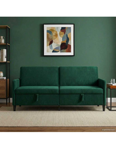 Divano con Storage Verde Scuro 192 x 78 x 87 cm Poliestere