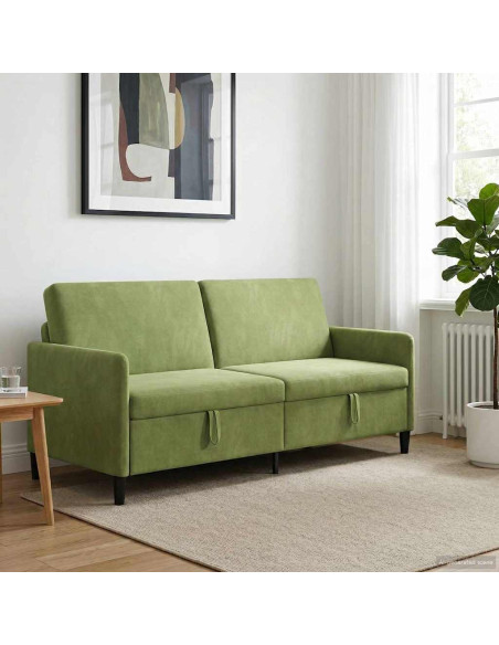 Divano con Storage Verde chiaro 192 x 78 x 87 cm Poliestere