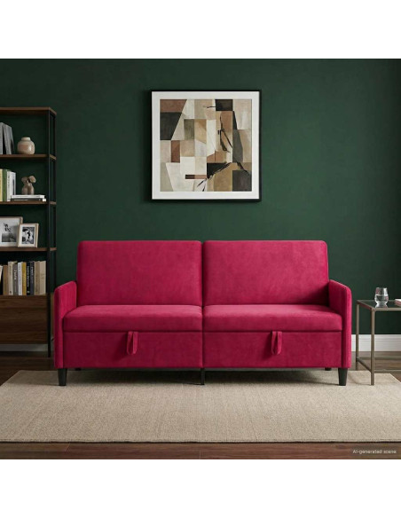 Divano con Storage Rosso Vino 192 x 78 x 87 cm Poliestere