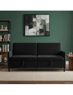 Divano con Storage Nero 192 x 78 x 87 cm Poliestere