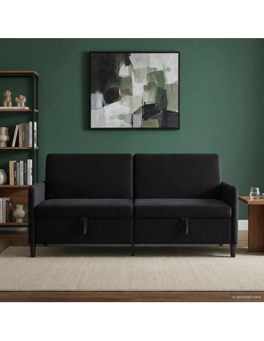 Divano con Storage Nero 192 x 78 x 87 cm Poliestere