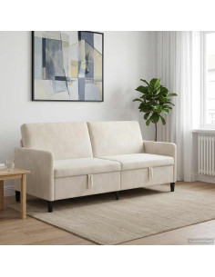 Divano con Storage Crema 192 x 78 x 87 cm Poliestere
