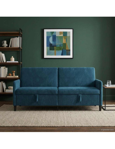 Divano con Storage Blu 192 x 78 x 87 cm Poliestere