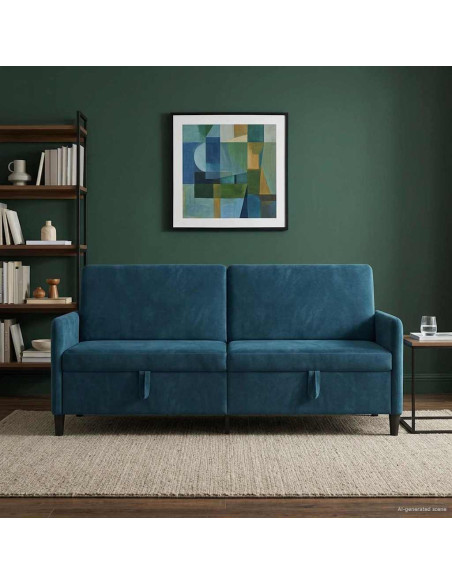 Divano con Storage Blu 192 x 78 x 87 cm Poliestere