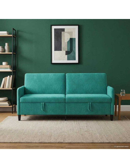 Divano con Storage Turchese 192 x 78 x 87 cm Poliestere