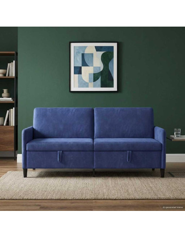 Divano con Storage Blu Polizia 192 x 78 x 87 cm Poliestere