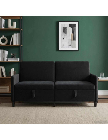 Divano con Storage Nero 172 x 78 x 87 cm Poliestere