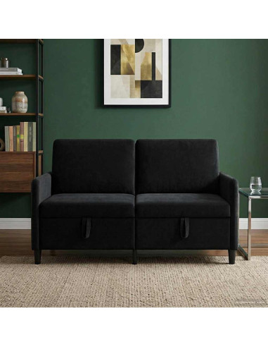 Divano con Storage Nero 152 x 78 x 87 cm Poliestere