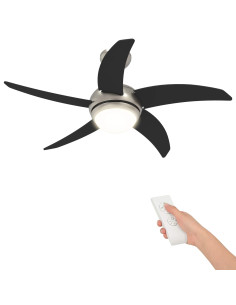 Ventilatore da soffitto con luce e telecomando Ø 110 cm Nero 2