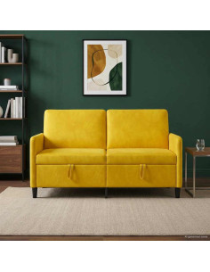Divano con Storage Giallo 152 x 78 x 87 cm Poliestere
