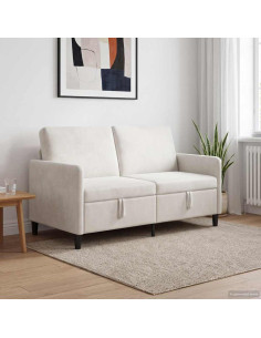 Divano con Storage Crema 152 x 78 x 87 cm Poliestere