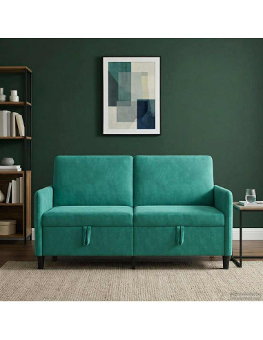 Divano con Storage Turchese 152 x 78 x 87 cm Poliestere