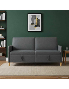 Divano con Storage Grigio Scuro 172 x 78 x 87 cm Poliestere