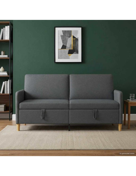 Divano con Storage Grigio Scuro 172 x 78 x 87 cm Poliestere