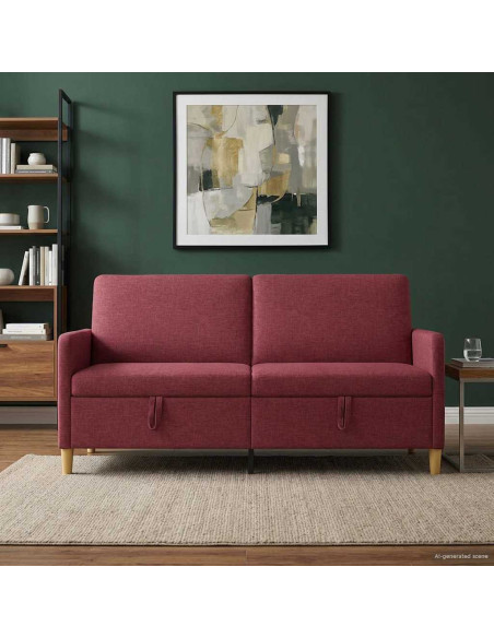 Divano con Storage Rosso Vino 172 x 78 x 87 cm Poliestere