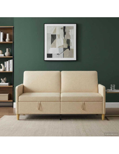Divano con Storage Crema 172 x 78 x 87 cm Poliestere