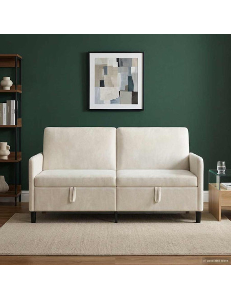 Divano con Storage Crema 172 x 78 x 87 cm Poliestere