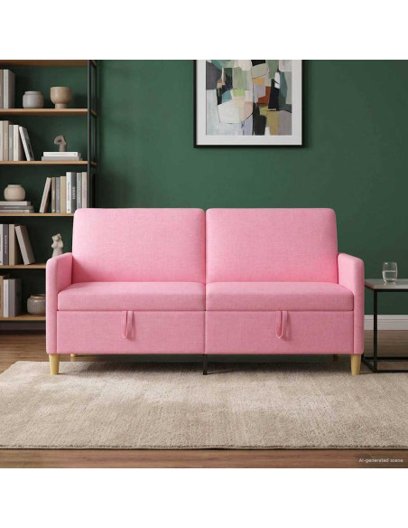 Divano con Storage Rosa 172 x 78 x 87 cm Poliestere