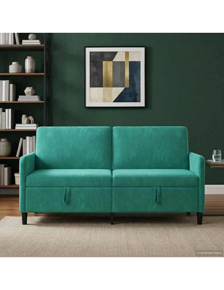 Divano con Storage Turchese 172 x 78 x 87 cm Poliestere