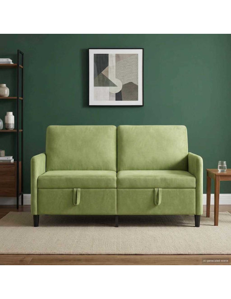 Divano con Storage Verde chiaro 152 x 78 x 87 cm Poliestere