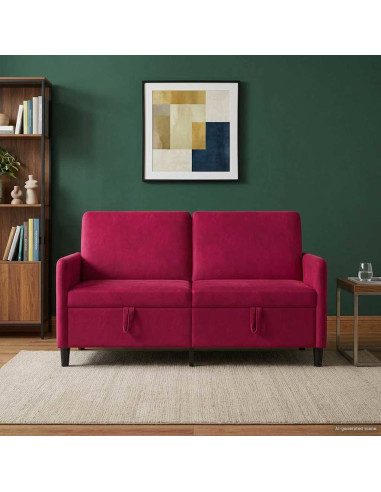 Divano con Storage Rosso Vino 152 x 78 x 87 cm Poliestere
