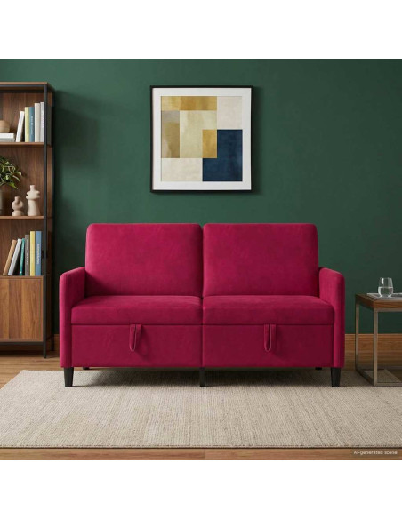 Divano con Storage Rosso Vino 152 x 78 x 87 cm Poliestere
