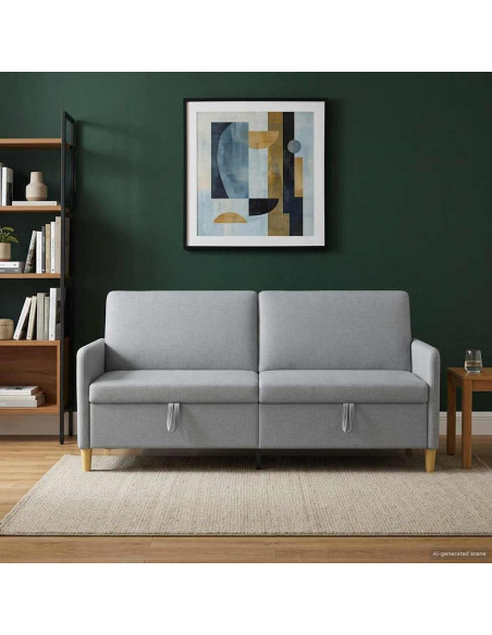 Divano con Storage Grigio Chiaro 192 x 78 x 87 cm Poliestere
