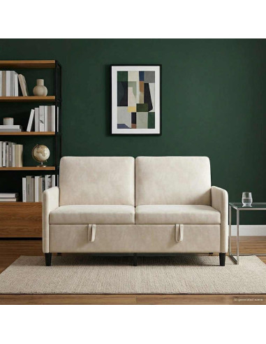 Divano con Storage Crema 152 x 78 x 87 cm Poliestere