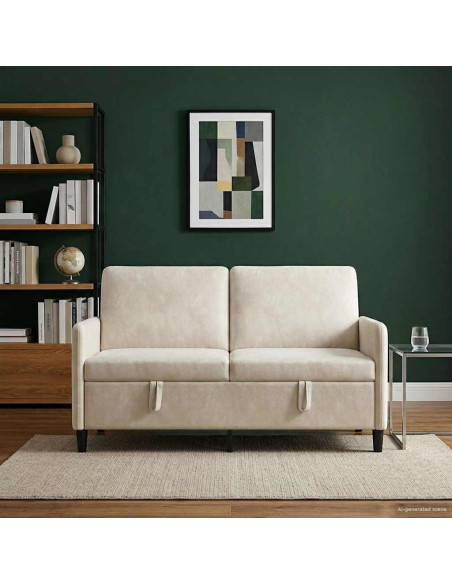 Divano con Storage Crema 152 x 78 x 87 cm Poliestere