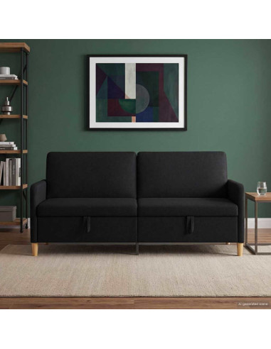 Divano con Storage Nero 192 x 78 x 87 cm Poliestere