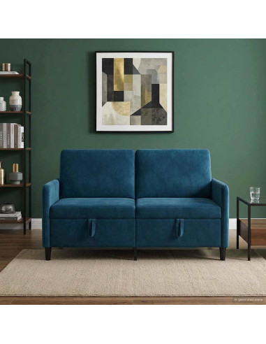 Divano con Storage Blu 152 x 78 x 87 cm Poliestere