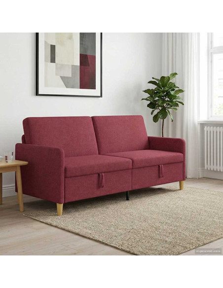 Divano con Storage Rosso Vino 192 x 78 x 87 cm Poliestere