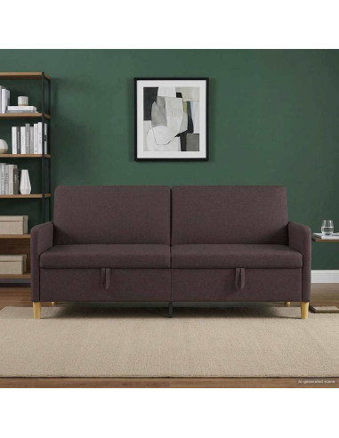 Divano con Storage Marrone Scuro 192 x 78 x 87 cm Poliestere