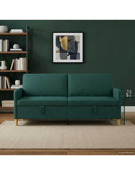 Divano con Storage Verde Scuro 192 x 78 x 87 cm Poliestere