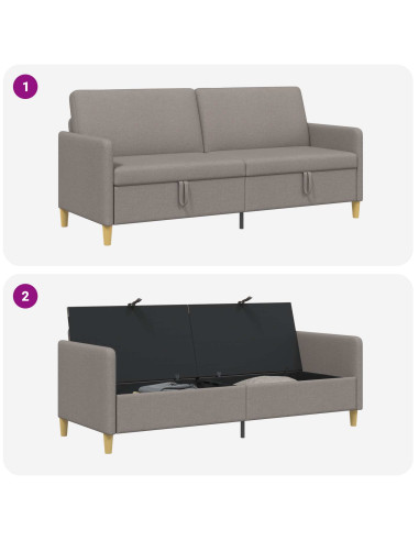 Divano con Storage Tortora 192 x 78 x 87 cm Poliestere