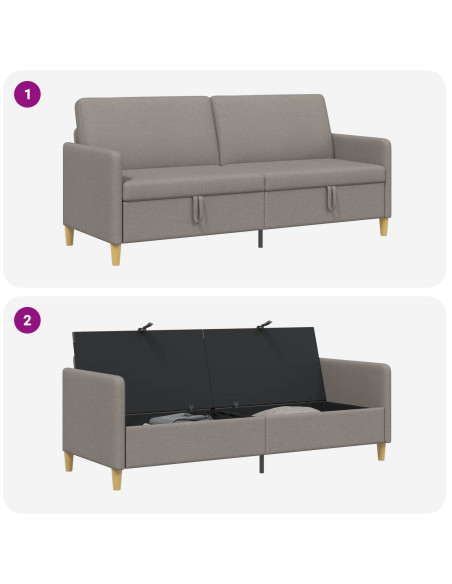 Divano con Storage Tortora 192 x 78 x 87 cm Poliestere
