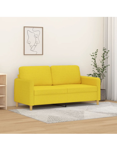 Divano a 2 Posti Giallo Chiaro 140 cm in Tessuto