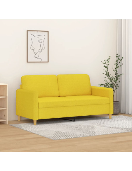 Divano a 2 Posti Giallo Chiaro 140 cm in Tessuto