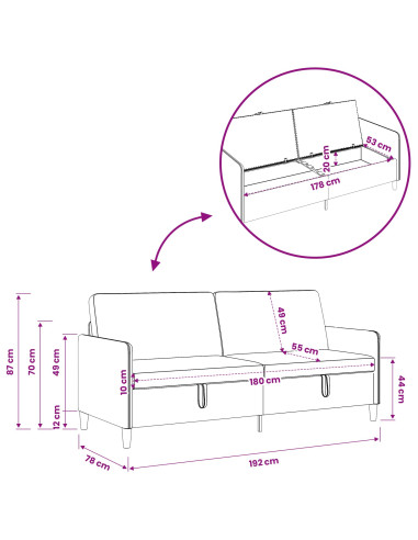 Divano con Storage Tortora 192 x 78 x 87 cm Poliestere