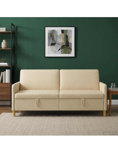 Divano con Storage Crema 192 x 78 x 87 cm Poliestere