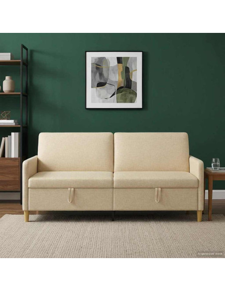 Divano con Storage Crema 192 x 78 x 87 cm Poliestere