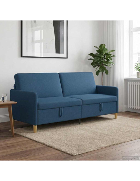 Divano con Storage Blu 192 x 78 x 87 cm Poliestere
