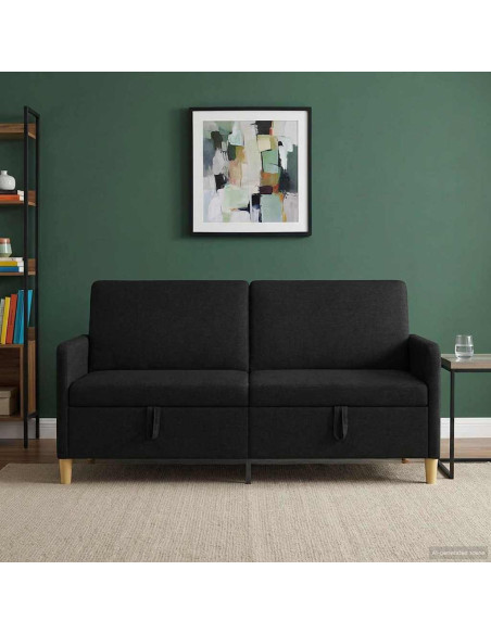 Divano con Storage Nero 172 x 78 x 87 cm Poliestere