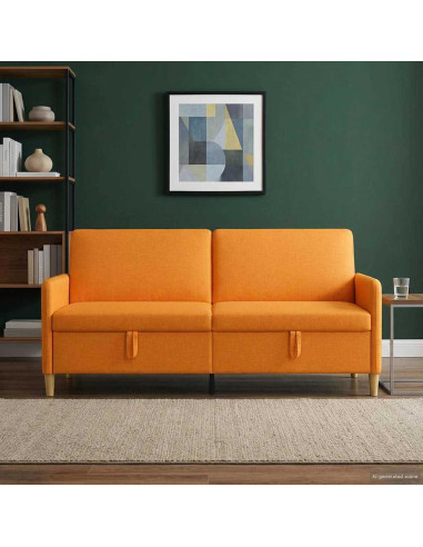 Divano con Storage Giallo Scuro 192 x 78 x 87 cm Poliestere