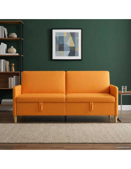 Divano con Storage Giallo Scuro 192 x 78 x 87 cm Poliestere
